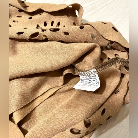 Women's Parisian Collection Tan Faux Suede Laser Cut String Cami Top Size S/M - Picture 3 of 5